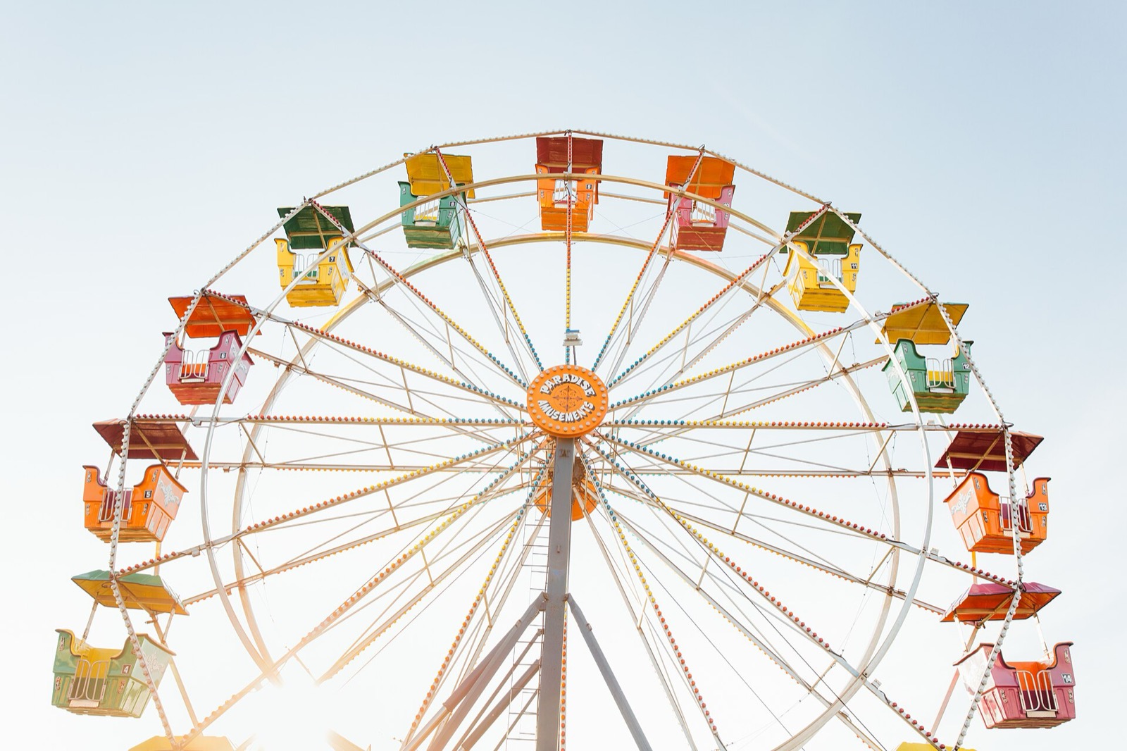 An amusement park with rides in summer in Cleveland, Ohio