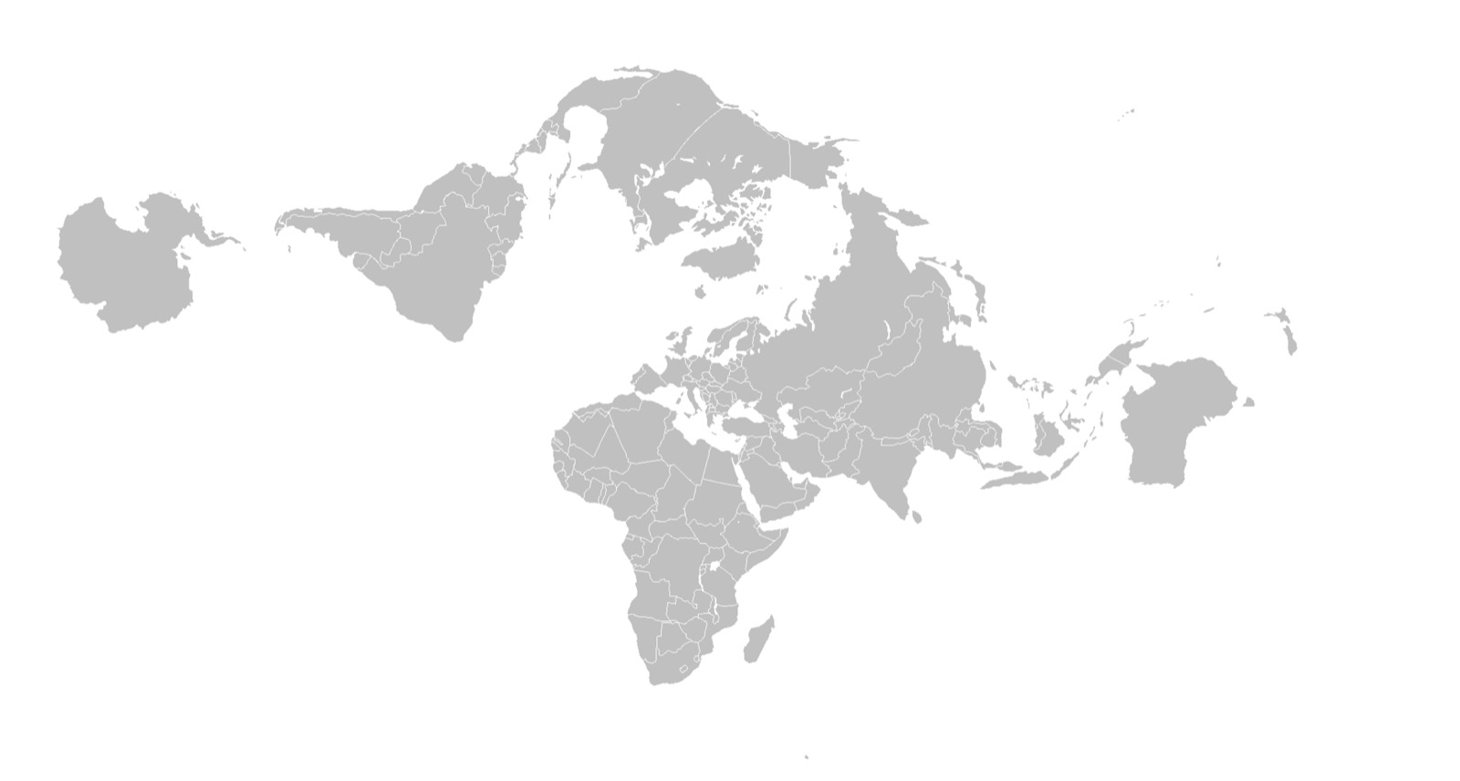 Blank world map showing country borders